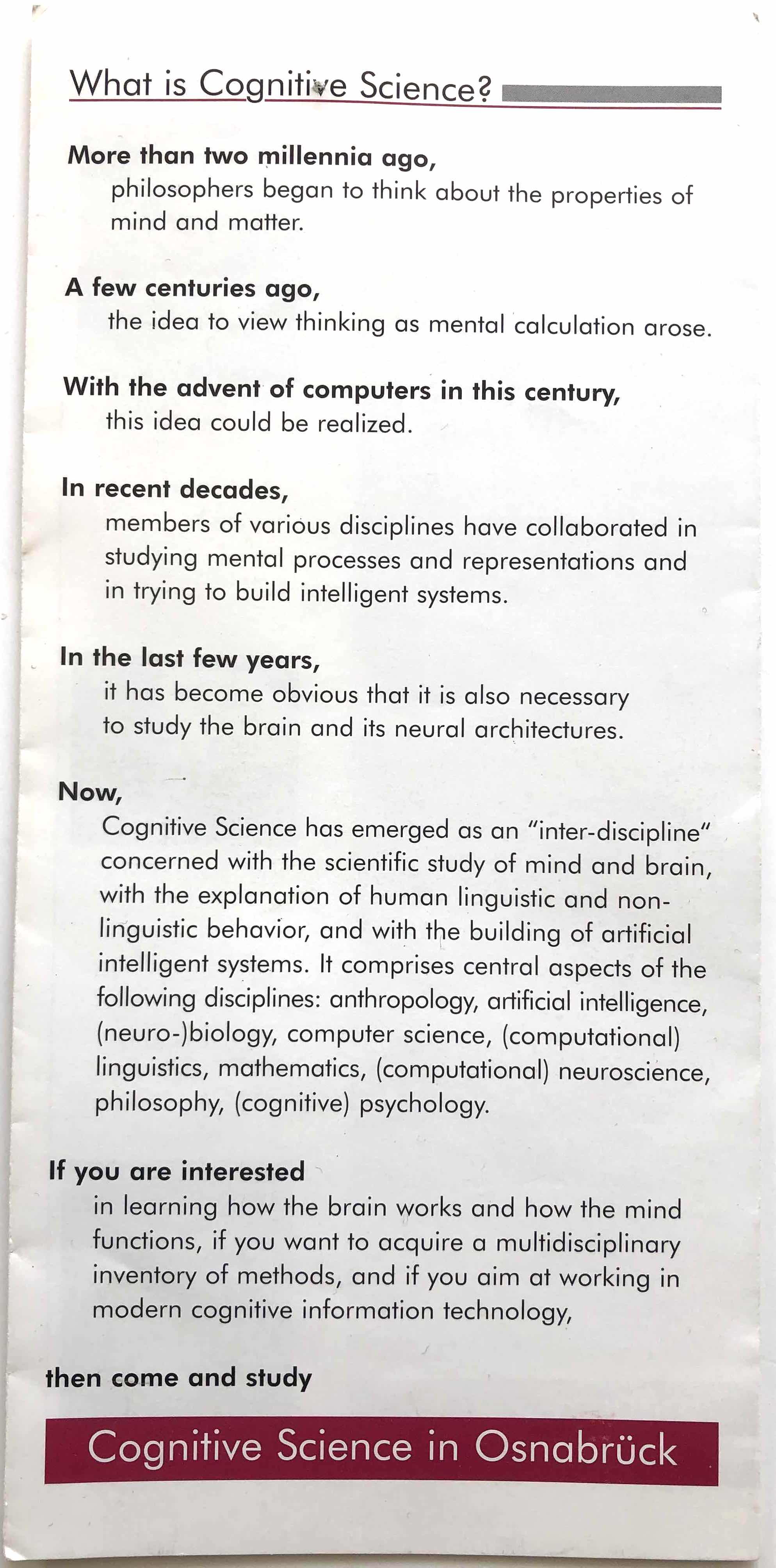Cognitive Science Brochure